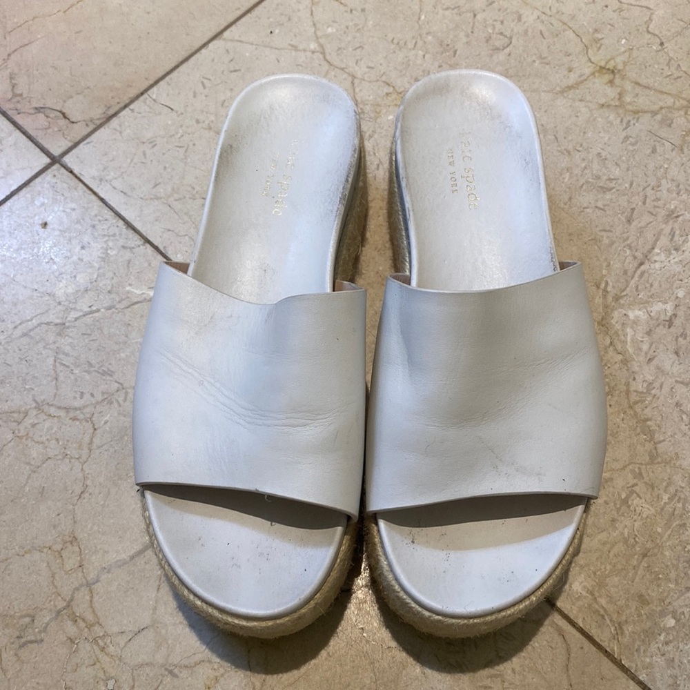 Kate Spade White Espadrille Platform Shoes